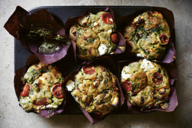 Gluten-free Spinach, feta, cherry tomato and dill muffins