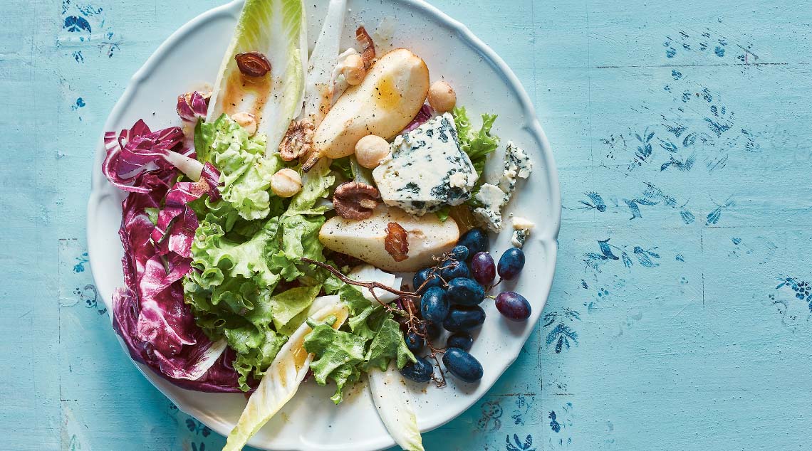 Tessa Kiros summer pears, nuts and blue cheese salad-web